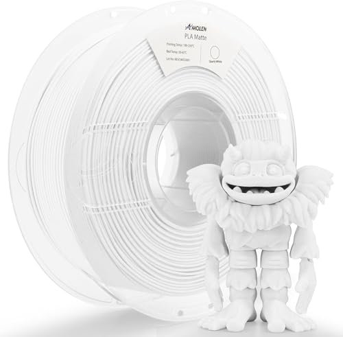 AMOLEN PLA 3D Drucker Filament, Matt PLA Filament 1.75mm, Sauber Gewickeltes Filament, Kompatibel Mit 3D FDM Druckern, Maßgenauigkeit +/- 0.02 mm, 1KG Spule(2.2Pfund)