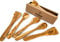 EMNA - Juego de utensilios de cocina de madera de olivo de 5 piezas | aprox. 30 cm | Caja de regalo exclusiva | Cuchara de cocina de diseño con esquina | Cubiertos para ensalada | Espátula plana y