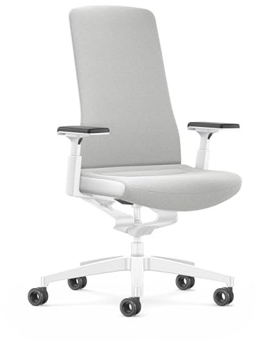 Interstuhl Pure Fashion Edition – Der Bürostuhl der Sich an Gewicht und Bewegung anpasst – ausgestattet mit der nachgewiesen ergonomischen Smart-Spring Technologie (4D-Armlehnen, White | White)