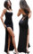 Hanaoops Robe Longue Femme Sexy Dos Nu en Dentelle Robe à Bretelle Moulante D'été sans Manches Elégant Fendue Maxi Dress de Soirée Cocktail Party