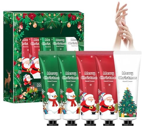 Horuili® 5 Stücke Handcremes Set, Weihnachts-Geschenkset für Handcreme, Winter-Handcreme Set, Handcreme Handfeuchtigkeitscreme, Weihnachtliche Handcrem, Pflegende, Feuchtigkeitspflege