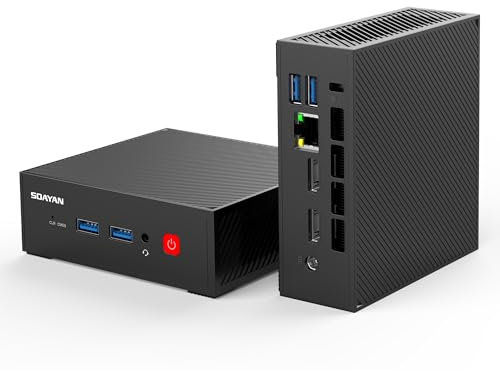 SOAYAN N2 Mini PC, Alder Lake-N100, 16GB DDR4 RAM 500GB SSD Mini Computer, PC Fisso Mini Supporto WIFI6, BT5.2, 2 HD, 4 USB3.2, 4k Dual Display