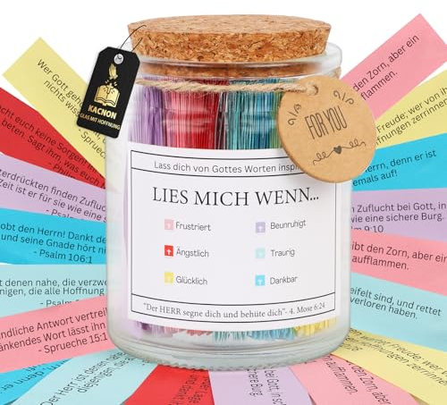KACNON Glas mit Bibelversen, Deutsch LIES MICH WENN Bibel Verse im Glas, mit Hoffnung, Ostern Christliche Geschenke für Frau Man (Deutsch)