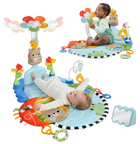 Fisher-Price - Palestrina Scalcia e Dondola 3-in-1, palestrina sensoriale con Movimento oscillatorio azionato dal Neonato, con Accessori e 5 Aree di Gioco, 0+ Mesi, HYR60