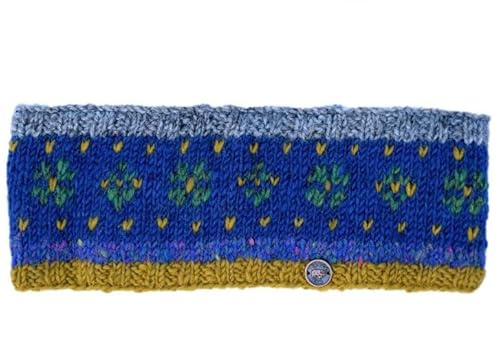 Black Yak 100% Pure New Wool Flower Headband - Blue