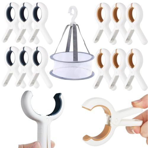 Beach Towel Clips with Bag,12pcs Sunbed Towel Clips Towel Pegs for Sun Lounger, Beach Pegs Sunbed Clips for Towels,Laundry Clip Table Cloth Clips for Outside Pool Cover Clips