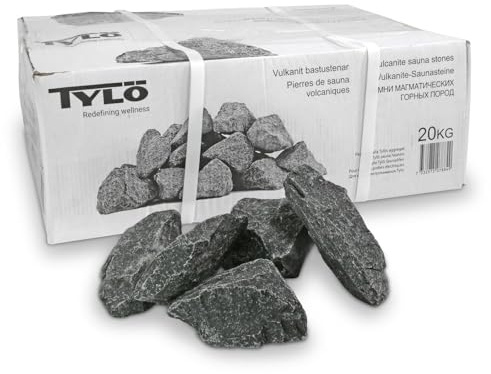 Tylö Saunasteine Diabas gewaschen 20 kg - Original Markenqualität Made in Sweden - Körnung 50-120 mm - Ca. 60 Natur-Saunasteine - Staubfrei für Saunaöfen