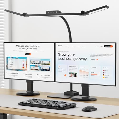 KableRika Lámpara Escritorio LED, 24W Flexo Escritorio con Base, Luz de Arquitecto Regulable, luz monitor con Temporizador, 1500 lúmenes para Leer, Estudiar y Oficina en el Hogar