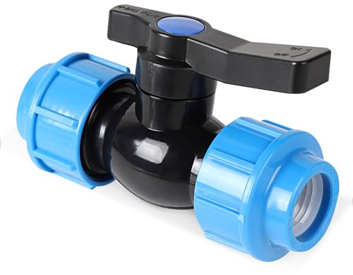 SWAWIS Kugelhahn Verbinder Absperrventil für PE-Rohr PE Rohr 25mm | Verschraubung für PE Rohr 25mm PP-Fitting Verschraubung Verlegerohr