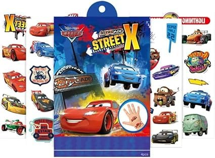 Temporäre Tattoos Auto Tattoo Stickers Set Party Favor Tattoo Aufkleber (4 Blätter) (Cars)