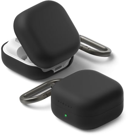 Ringke Silicone für Samsung Galaxy Buds 4 Pro / 4 Hülle, Weiche Beschichtung Flüssig Silikon Kratzfest Stoßfest SchutzHülle mit Karabiner - Black