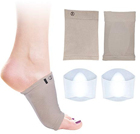 Arch Support Plantar Fasciitis Brace, Arch Support Insoles Sleeve with Gel Pads for Man and Women, Flat Foot Heel Spur Cushion Orthotic Wraps Kits Pain Relief, Wear in Shoes 2 Pairs