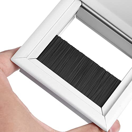Aluminium Kabel Loch Abdeckung Schreibtisch Computer Kabel Sauber Outlet Square Kabel Outlet Insert Hair Brush mit 4 mm dick für Verwaltung Office & Computer Desk Drähte(S)