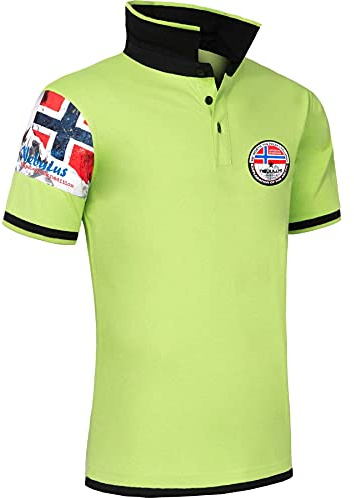 Nebulus Herren Poloshirt Paras, Shirt, Sweatshirt, Polo, Limegreen-blac - XXL