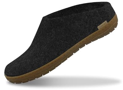 glerups dk Modell BR-02 Unisex-Erwachsene Filz-Slipper, Damen,Herren Huettenschuhe, maennliche weibliche Freizeit Slipper,Charcoal,45 EU / 10.5 UK