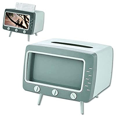 SGVAHY Retro TV Tissue Box Cover Holder iPhone Holder Green PVC Rectangular