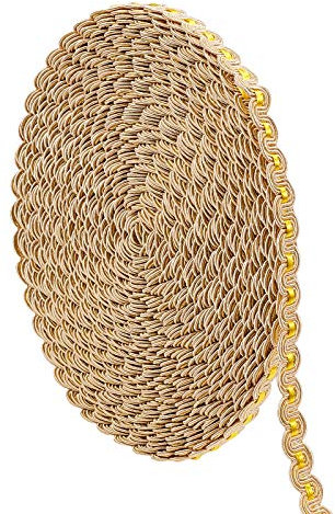 PandaHall 15m Trim Trenzado Cinta de Coser con Patrón Curvo de Nylon Cinta Trenzada de 14mm para la Decoración del Hogar de la Cortina de Cojín de Costura de Traje, Oro Oscuro
