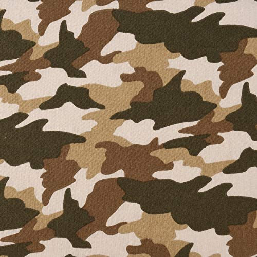 SCHÖNER LEBEN. Baumwollstoff Army Camouflage Tarnmotiv beige braun 1,50m Breite