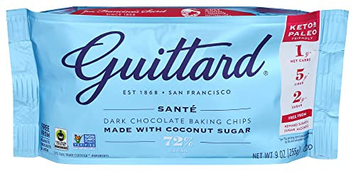 Guittard Chocolate Chips Santé – 72% Dunkle Schokolade mit Kokoszucker, 255 g – Keto- & Paleo-freundlich, ohne raffinierten Zucker – Intensiver Geschmack mit Vanillenoten
