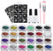 XUBX Kit di tatuaggi glitterati, Kit Tattoo Temporanei, Kit Tatuaggi Glitter, Kit Tatuaggi Temporanei Glitter Per Bambini e Adulti, 24 Glitter Grandi, 120 Stencil Ecc, 2 Colla e 2 Spazzole
