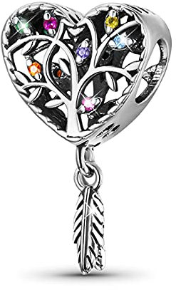 GNOCE Pendentif arbre de vie en argent sterling en forme de cœur pour femme/fille