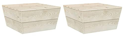 Gartentisch in Holzoptik 2 STK für Terrasse und Wohnzimmer, Beistelltisch, Gartenmöbel Tisch, Terrassentisch, Lounge Palettenmöbel, Imprägniertes Fichtenholz, 60 x 60 x 30 cm