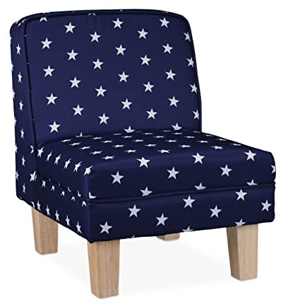 Relaxdays Kindersessel mit Sternen, Jungen & Mädchen, Kleiner Sessel für Kinderzimmer, HBT: 60 x 45 x 52 cm, dunkelblau