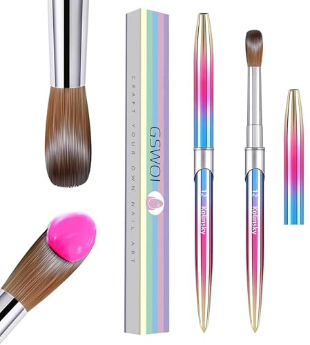 100% Kolinsky Acrylic Nail Brush,3D Pure Handmade Round Shape Size 12 Nail Brushes for Acrylic Application, Professional Nail Art Brush Manicure for Professional Manicure DIY Home Salon(#12)