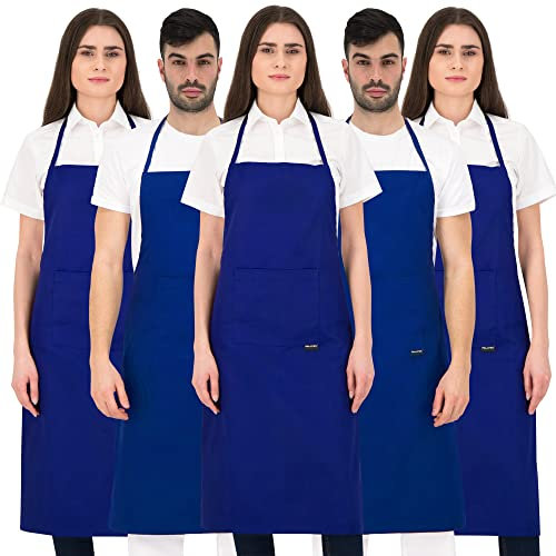 PALLTEX BORAGO Delantal Cocina Hombre Delantal Cocina Mujer Delantales de Cocina, Manualidades, Pintura, Hornear, EN ISO 13688, Rey Azul - 5 pcs
