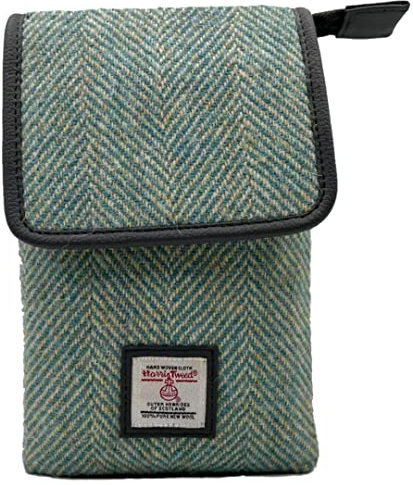 Terrapin Trading Schottische Harris Tweed Umhängetasche - Türkis Fischgrätenmuster