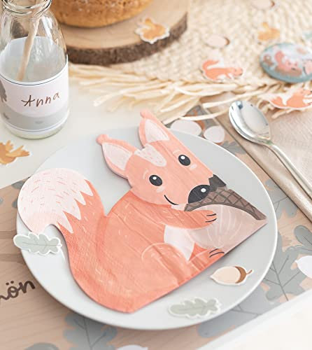 24 Stück Eichhörnchen Servietten - Papierservietten - Geburtstag Waldtiere - Waltiere - Kindergeburtstag