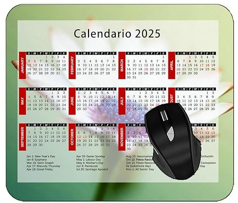 YENDOSTEEN Mauspad 2024 Kalender, Caterpillar Grass Flowers White Gaming Mauspad PAD#867 300 * 250 * 3 mm