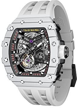 TSAR BOMBA Uhren Herren Armbanduhr Automatik Tonneau Analog Skelett Mechanische Japanisches Uhrwerk Wasserdicht Klassische Luxus Armband Geschenk Für Männer