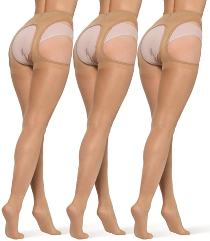 BANANALU 20 Den Sexy Ouvert Strumpfhose mit offenem Schritt Cutout Love 20 Daino - 3er Set M