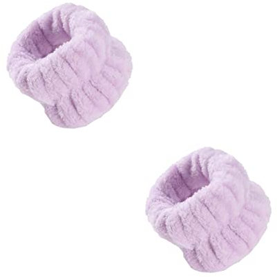 2 Stück Damen-Mikrofaser-Handgelenk-Waschbänder, saugfähiges Armband, Handgelenk-Schweißband für Mädchen, verhindert, dass Wasser Ihre Arme verschüttet wird, Armbänder zum Entfernen von Make-up (lila)