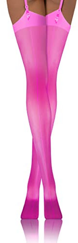 sesto senso Donna Calze Giarrettiera 20 DEN Fantasie con cuciturePDP_02 3XL-4XL Rosa fluo