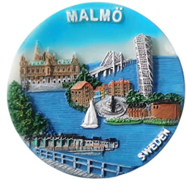 Malmo Sweden 3D-Kühlschrankmagnet, Souvenir-Geschenk, Kunstharz, handgefertigt, Malmo-Kühlschrankmagnet, für Zuhause und Küche