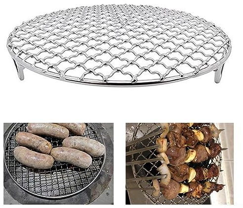 Grillrost, runder Grill, Mehrzweck-Grillrost, Edelstahl-Mesh-Drahtnetz-Gestell, 27 cm runder Grillrost, rundes Dampfkühlgitter