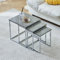 Rainbow Tree Set of 3 Grey Nesting Coffee Tables for Living Room, High Gloss Nest of 3 Nested Tables Sofa Side Table Coffee Table End Tables Square Space Saving