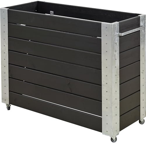 kaiserkraft | Pflanzkasten mit Rollen | HxBxT 950 x 1200 x 500 mm | schwarz