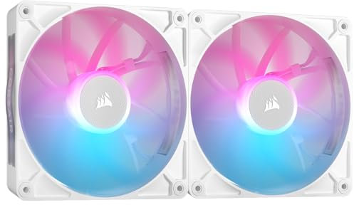 Corsair iCUE LINK RX140 RGB 140mm PWM-Lüfters mit iCUE LINK System Hub - Magnetisches Kuppellager - Dual Pack - Weiß