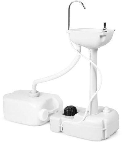 TANGZON Portable Camping Sink, Wash Hand Basin Stand with Wheels, Towel Holder & Soap Dispenser, 17L Capacity Handwash Sink for Outdoor Events Worksite Gathering Picnic (with 24L Sewage Tank)