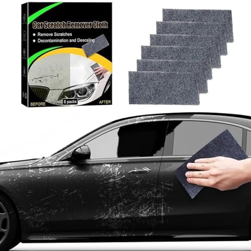 Nano Sparkle Tuch Auto Kratzer (6 Stück), 2024 Nano Sparkle Tuch für Auto Kratzer Entfernen Reparatur, Nano Magic Tuch Car Scratch Remover für Reparatur von leichten Kratzfarben,Lackpflege (Schwarz)