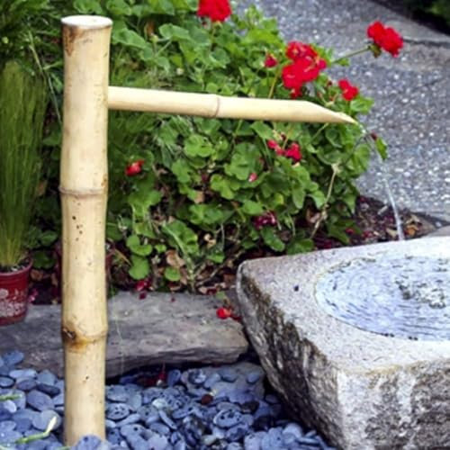 SYLUOQP Accents en Bambou Fontaine à Eau De Jardin, Intérieur Extérieur, Fontaine en Bambou en Bambou Lisse Résistant Aux Fentes, Fontaine De Jardin, 70cm