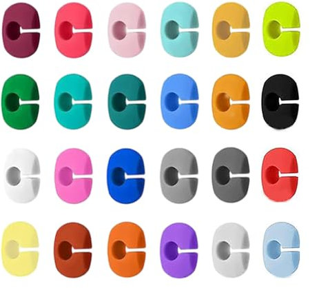 24 PCS Marqueur Silicone De Verre, Marqueurs de verres à vin réutilisables Marqueurs, Gel de Silice Bière Marqueurs de Boisson pour Verre à Champagne, Pour diverses tasses, Fournitures de décoration