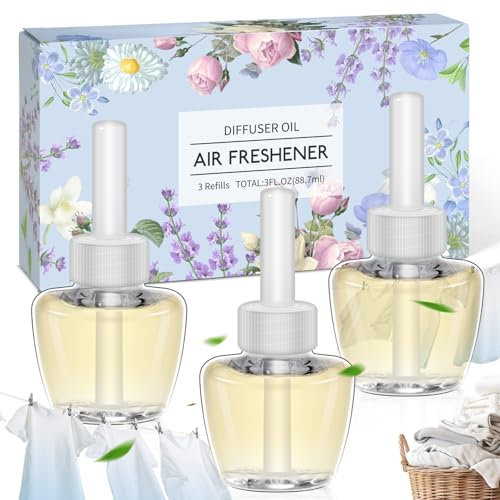 SCENTORINI Recambio para Ambientador Eléctrico 3X19ML Aparato para Difusor Eléctrico Air Wick y para Glade Fragancias de Lino, Fragancia para el Hogar y el Estudio