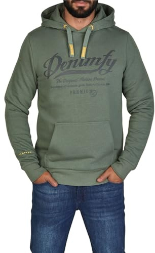DENIMFY Hoodie Herren Regular Fit DFArno Kapuzenpullover Pullover Print Grün XXL, Größe:XXL, Farbe:Forest Green