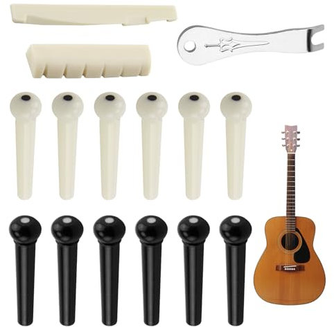15 PCS Puente de Guitarra Pines Guitarra Acustica Pasadores de Plástico de Guitarra Puente Pins Metálico, Tuercas de Guitarra - Herramientas Esenciales para Mantenimiento