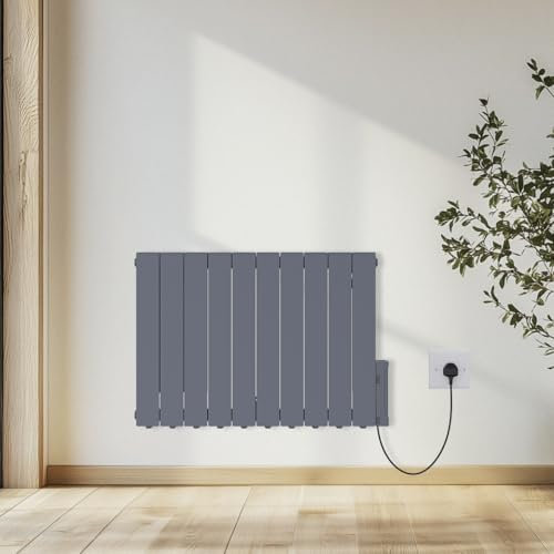 NRG 1800W Electric Oil Filled Radiator LCD Display Portable Heater with Adjustable Thermostat and Timer for Home Use – Anthracite