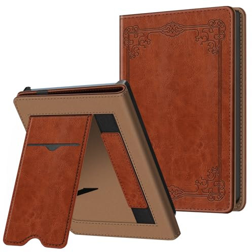 Fintie Hülle für Pocketbook Verse Pro/Verse (2023)/Verse Pro Color (2024) eReader - Kickstand Schutzhülle mit Kartenfach Handschlaufe und Stand Funktion, Vintage Braun